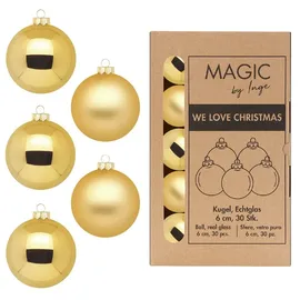 inges magic & goodz Inges Magic by Inge - 30 Stück / 6cm Glas Christbaumkugeln Weihnachtsbaumkugeln Inkagold
