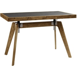 Höhenverstellbarer Schreibtisch aus Akazie & Kunstleder - Banvano
