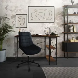 ML-Design Bürostuhl, Schwarz, Sitzfläche aus Samt, Metallgestell, Polsterstuhl mit Rückenlehne, höhenverstellbar, 360° Drehstuhl mit 5 Rollen,