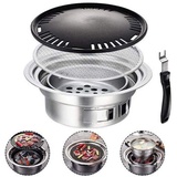 Dongbin Outdoor-Camping Tragbarer BBQ-Grill-Holzkohlegrill, Edelstahl Wiederverwendbare japanischer koreanische Art Yakiniku Grill mit eingestelltes Luft klein,L