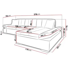 Mirjan24 Eckcouch 2-Sitzer Uttario Velvet L-Form Grün