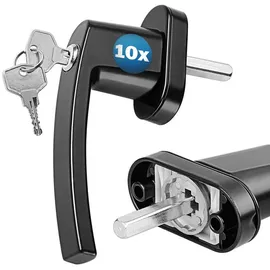 monzana 10x Fenstergriffe Abschließbar mit Schloss Kindersicherung Silber 35mm Stiftlänge 2 Schlüssel Fensterbeschlag Balkon Türgriff Einbruchschutz