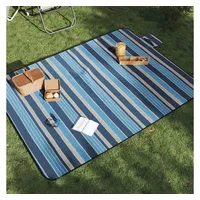 vidaXL Picknickdecke Faltbar blau und weiß gestreift 200 x 150 cm