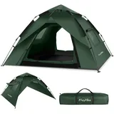 mayhike Pop Up Zelt 2 Personen – Campingzelt Automatik wasserdicht 3000mm, 4 Jahreszeiten Doppelwand, UV50+, Festival Zelt mit 2 Türen & Fenstern, schnell aufgebaut Grün