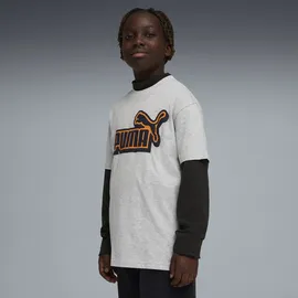 Puma T-Shirt "Essentials Logo Lab Relaxed Graphic T-Shirt Jungen", Jungen, Gr. 128, light gray heather, Obermaterial: 100% Baumwolle. Rippe: 20% Polyester, 80% Baumwolle, clean, relaxed fit, Rundhals, Shirts T-Shirt