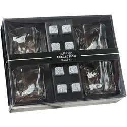 4 Whisky Gläser mit 8 Eiswürfel-Steinen - Geschenkset - Whiskybecher mit Kühlsteinen
