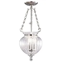 Elstead Lighting Pendellampe 1-flg. D 22 cm rund Glas Nickel
