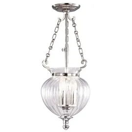 Elstead Lighting Pendellampe 1-flg. D 22 cm rund Glas Nickel