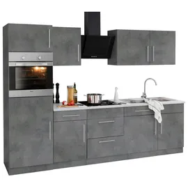 WIHO KÜCHEN Küchenzeile Cali 280 cm grau