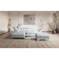Ecksofa COTTA "Enterprise L-Form, B: 277 cm", grau (hellgrau), B:277cm H:91cm T:104cm, Softlux-Kunstleder;Luxus-Kunstleder, Sofas, Ecksofa, Arm- & Kopfteilverstellung, optional Bettfunktion