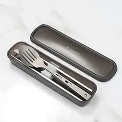 Maxcook Reines Titan Tragbares Besteck - (Messer. Gabel. Löffel Und Essstäbchen) - 5-Teiliges Set