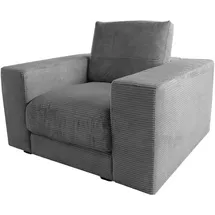 KAWOLA Sessel MADELINE Cord 70 x 80 x 90 cm Grau mit Kissen und Rollen