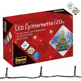 IDENA 8325052 - LED Lichterkette mit 20 LED in Warmweiß, mit 8 Stunden Timer Funktion und Transformator, ca. 3,9 m