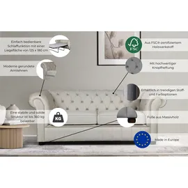 Home Affaire 3-Sitzer HOME AFFAIRE "CHARENTE, optionale Schlafsofa, Chesterfield-Sofa, Bettfunktion", grün (oliv), B:198cm H:74cm T:89cm, 100% Polyester, Sofas, mit edler Knopfheftung und typischen Armlehnen, B/T/H 198/89/74 cm
