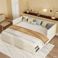 DAHUEN Schlafsofa für 2-Sitzer, Schlafsofa 90/180 x 200 cm mit Lattenrost, Ausziehbett, Samt, Beige (ohne Matratze) (Beige)