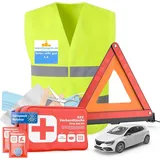 autogadget 3 in 1 - Verbandskasten & Warnweste & Warndreieck - Geprüft & aktuelle Norm - Autozubehör Set 2026 - KFZ Verbandskasten Pkw Set- Auto Erste Hilfe Pannenset & Unfall (3 in 1 Set)