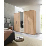 Priess Kleiderschrank 231 x 195 x 54 cm Beige/Weiß