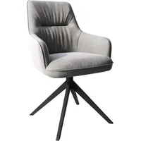 DeLife Esszimmerstuhl Zelia-Flex mit Armlehnen Samt Grau Kreuzgestell breit