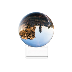 Navaris Dekoobjekt, Glaskugel Fotografie Kugel aus K9 Glas - Fotokugel mit Ständer - Kristallkugel klare Kristall Deko mit Glasständer - Ø 60mm weiß