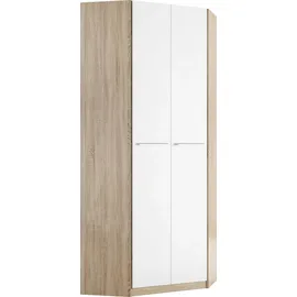 Priess Eckkleiderschrank PRIESS "Barcelona Kleiderschrank Ecklösung Raumwunder", weiß (struktureichefarben hell, weiß), B:78cm H:193cm T:78cm, Holzwerkstoff, Schränke, Eckkleiderschrank, in 2 Tiefen Schrank Eckschrank Garderobe