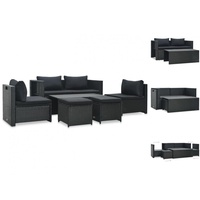 vidaXL Polyrattan Lounge-Set schwarz inkl. Auflagen 47809