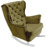 DomoHome Schaukelsessel, Salbeigrün, Holz, Echtholz,Buche, Rechteckig, 81x102x95 cm, Wohnzimmer, Sessel, Schaukelstühle