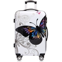 Monzana® Reisekoffer Hartschalenkoffer Butterfly Hartschale Trolley Koffer | ABS-Kunststoff | PC beschichtet | Alu Teleskopgriff | gummierte Zwillingsrollen | Größe XL
