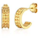 ELLI PREMIUM Ohrringe Creolen Stecker Pyramiden Struktur 375 Gelbgold