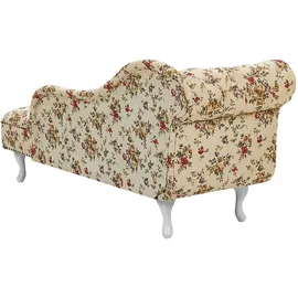 Beliani Chaiselongue Nimes Stoff Blumenmuster linksseitig Holz Chesterfield Style