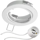 ledscom.de Decken-Einbaurahmen FERE Einbaurahmen weiß schwenkbar (LED/Halogen/GU10/MR16/PAR16/50mm) inkl. GU10 Fassung