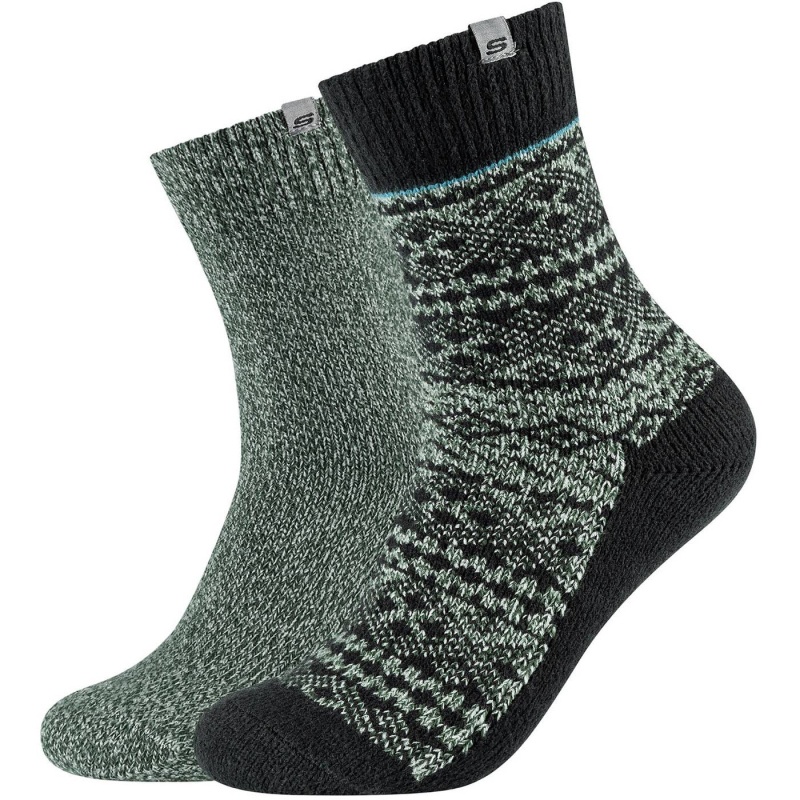 2er Pack SKECHERS Casual Fashion Jacquard Crew Socken Herren 7890 - burnt olive melange 39-42