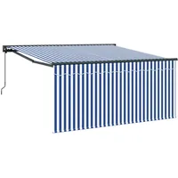 VidaXL Einziehbare Markise Blau und weiß 300 x 250