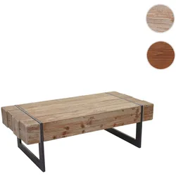 Couchtisch HWC-A15a, Wohnzimmertisch, Tanne Holz rustikal massiv MVG-zertifiziert 40x120x60cm ~ naturfarben