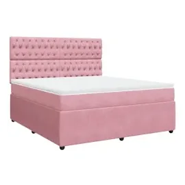 vidaXL Boxspringbett mit Matratze Rosa 180x200 cm Samt