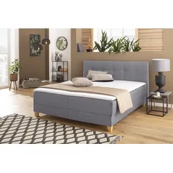 Boxbett HOME AFFAIRE "Lonrai", grau, B:208cm L:227cm, Komplettbetten, in H2,H3 & H4 und XXL - Überlänge 220cm wählbar, inkl. Topper