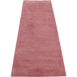 Hochflor-Läufer CARPETFINE "Silky", rosa, B:80cm H:20mm L:300cm, Mikropolyester, Teppiche, Shaggy, Langflor, uni, besonders weich, handarbeit