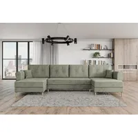 ALTDECOR Wohnlandschaft HERMES-U, Couch mit Schlaffunktion, Wohnzimmer - Wohnlandschaft grau