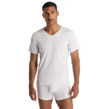 Bruno Banani V-Shirt BRUNO BANANI "FINE RIB", Herren, Gr. S, weiß, Feinripp, Obermaterial: 96% Baumwolle, 4% Elasthan, unifarben, Basic hüftbedeckend, V-Ausschnitt, Shirts, Feinripp, Kurzarm, V-Neck, Cotton-Mix