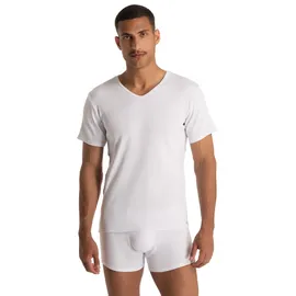 Bruno Banani V-Shirt BRUNO BANANI "FINE RIB", Herren, Gr. S, weiß, Feinripp, Obermaterial: 96% Baumwolle, 4% Elasthan, unifarben, Basic hüftbedeckend, V-Ausschnitt, Shirts, Feinripp, Kurzarm, V-Neck, Cotton-Mix