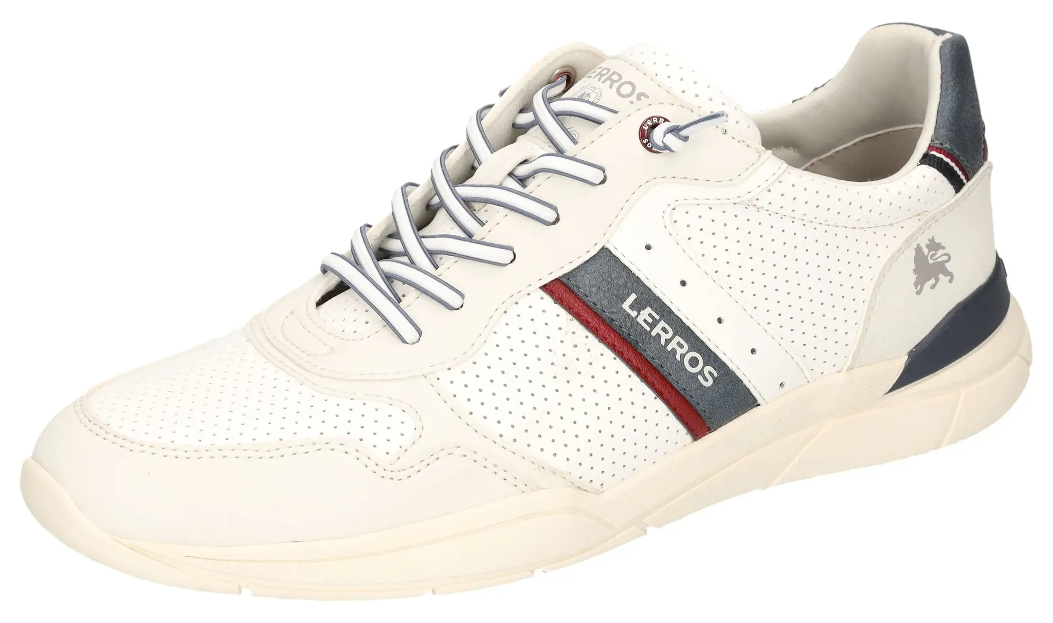 Slip-On Sneaker LERROS, Herren, Gr. 45, weiß kombiniert, Lederimitat, kontrastfarbene Details, Basic, Schuhe, Schlupfschuh, Slipper, Freizeitsneaker mit Perforation