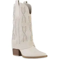 Stiefelparadies Damen Cowboystiefel in Beige,