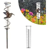 HOMURY Garten Regenmesser Glas Niederschlagsmesser Regenmesswerkzeuge Regenmesser Litermesser Regenmesser Metall Vogel Pflanzenstecker mit Klarer Skala Regenmengenmesser für Garten, Rasen, Terrasse