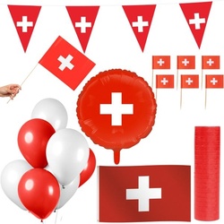 Schweiz Party Deko Set 83 tlg. Partyset Partydeko rot weiß