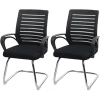 Mendler 2er-Set Konferenzstuhl HWC-K51, Besucherstuhl Freischwinger, 150kg belastbar Stoff/Textil