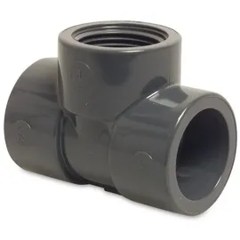 Mega Construx Mega - T-stück 90° Pvc-u 20 Mm X 1/2 Zoll X 20 Mm Klebemuffe X Innengewinde X Klebemuffe 10 Bar, Grau