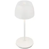 Briloner - Mini LED Tischleuchte kabellos IP44 mit Ladestation, stufenlos dimmbar, Akku & Lichtquelle tauschbar, Nachttischlampe, LED Lampe, Akku Tischleuchte, Restaurant, 8x20,5 cm (DxH), Weiß