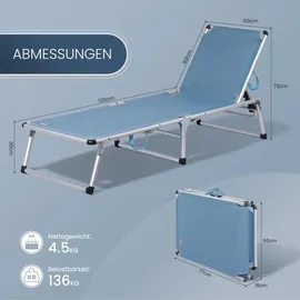 HOMECALL Sonnenliege klappbar 5-fach verstellbar 0 x 0 x 0 cm Blau