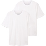 TOM TAILOR Herren 1037741 Doppelpack T-Shirt mit Rundhals-Ausschnitt aus Baumwolle, 20000-White, S