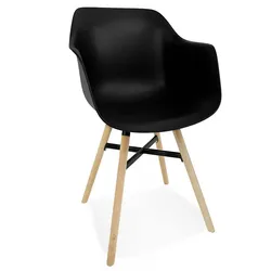 Armlehnen Stuhl Polypropylen | Esszimmer Sessel mit ergonomischem Design | Bürostuhl mit Holzbeinen | Skandinavischer Stil | Kadima Design