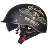 Smilfree Motorradhelm Halbschalenhelm mit ECE-Zertifizierung Rollerhelm Cruiser Chopper Skateboardhelm Antikollisionshelm Motorradhalbhelm mit Visier für Damen und Herren Erwachsene